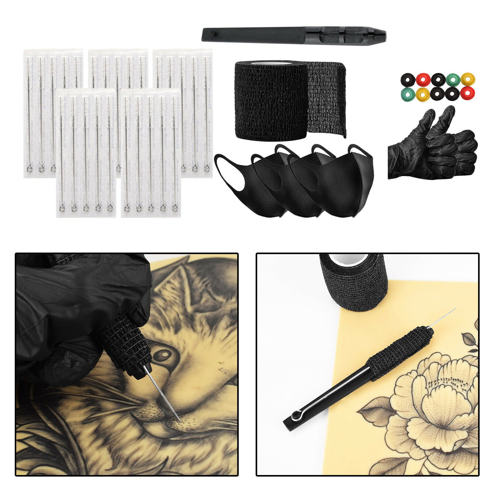 Tattoo Kit 25Pcs Cartridges Needles 10pcs Tattoo Grommets Tattoo Supplies