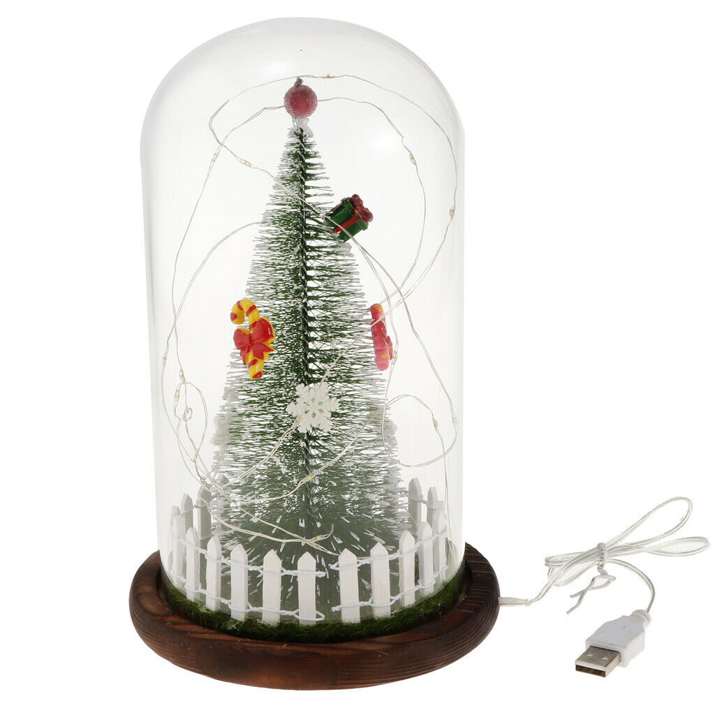 LED USB Christmas Home Night Light Xmas Glass Immortal Preservation Vase