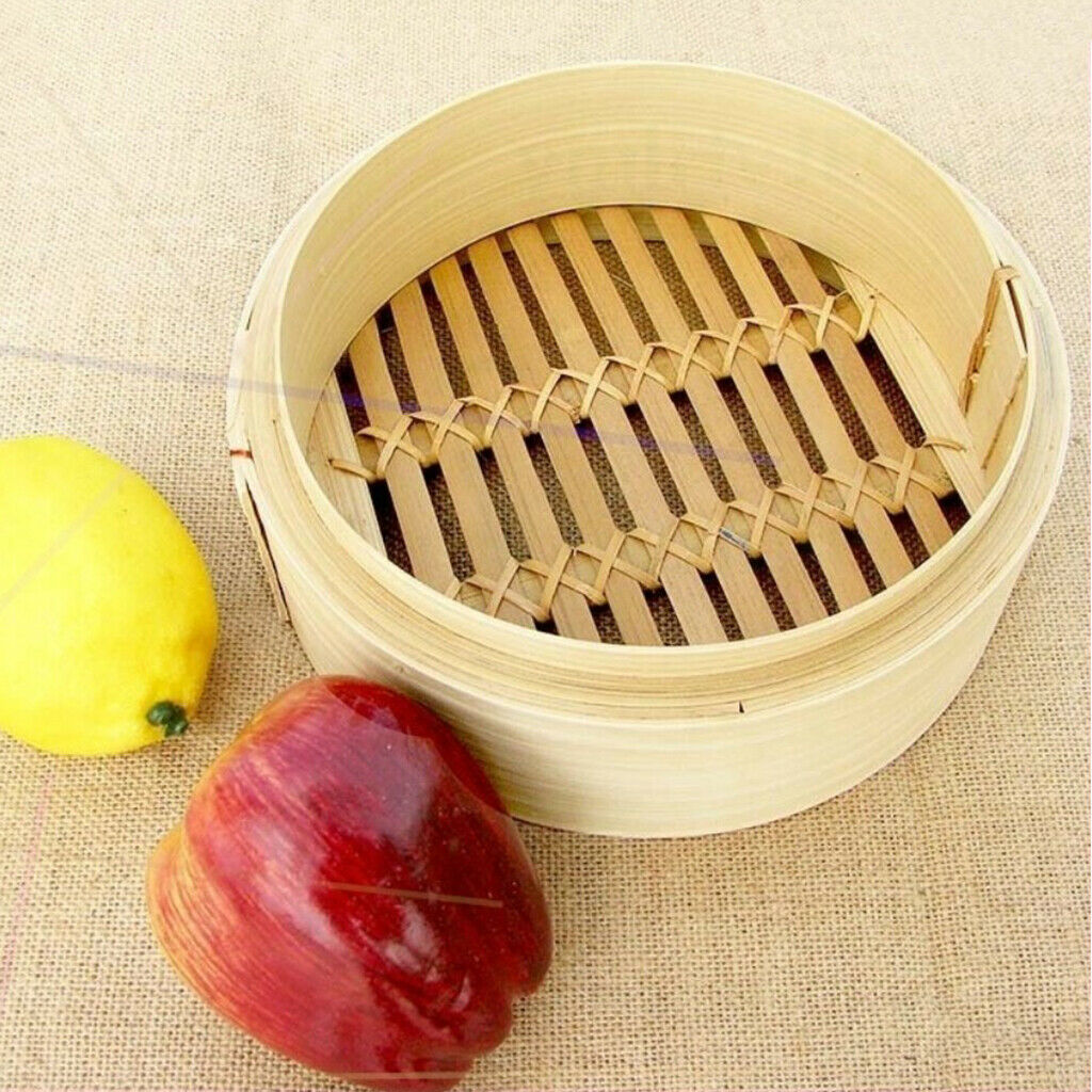 2X Bamboo Steamer Basket Classic Rice Food Chicken Buns Steamer Tray 6.5inch