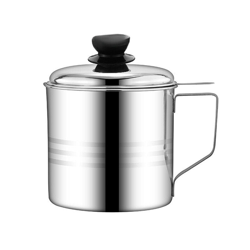 Stainless Steel Grease Strainer Container Oil Storage Pot Can  Filter Dust LBDA