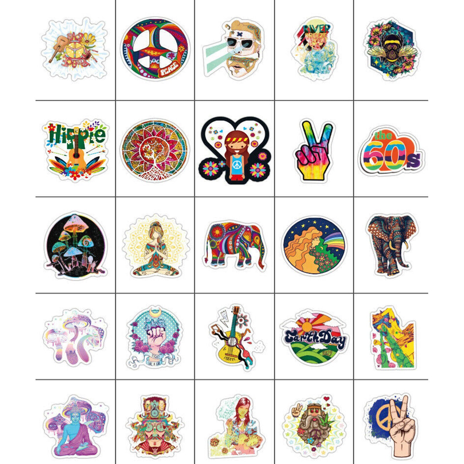100PCS Hippie Laptop Skateboard Stickers Bomb Vinyl Luggage Decals Dope Sticke