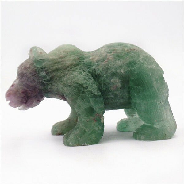 77x47x32mm Natural Fluorite Carved Bear Decoration Statue Home Decor Gift HH7919