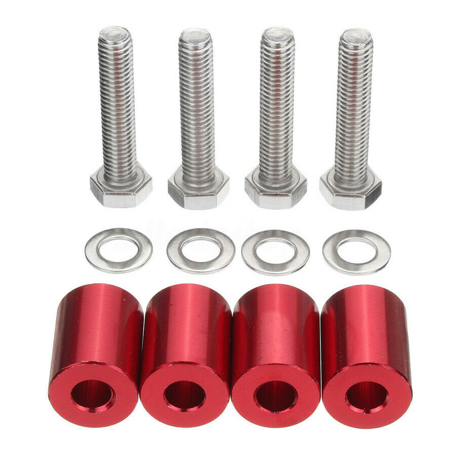 Strong &Durable Red Aluminum 4x Car Hood Heighten Spacers with 4x Mounting Bolts
