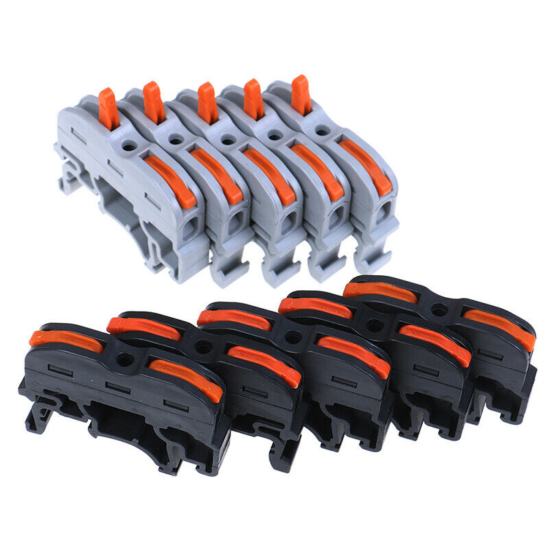 10set LAS--211 1 Pin Din Rail Compact Cable Wiring Connector Terminal Bl GwY1
