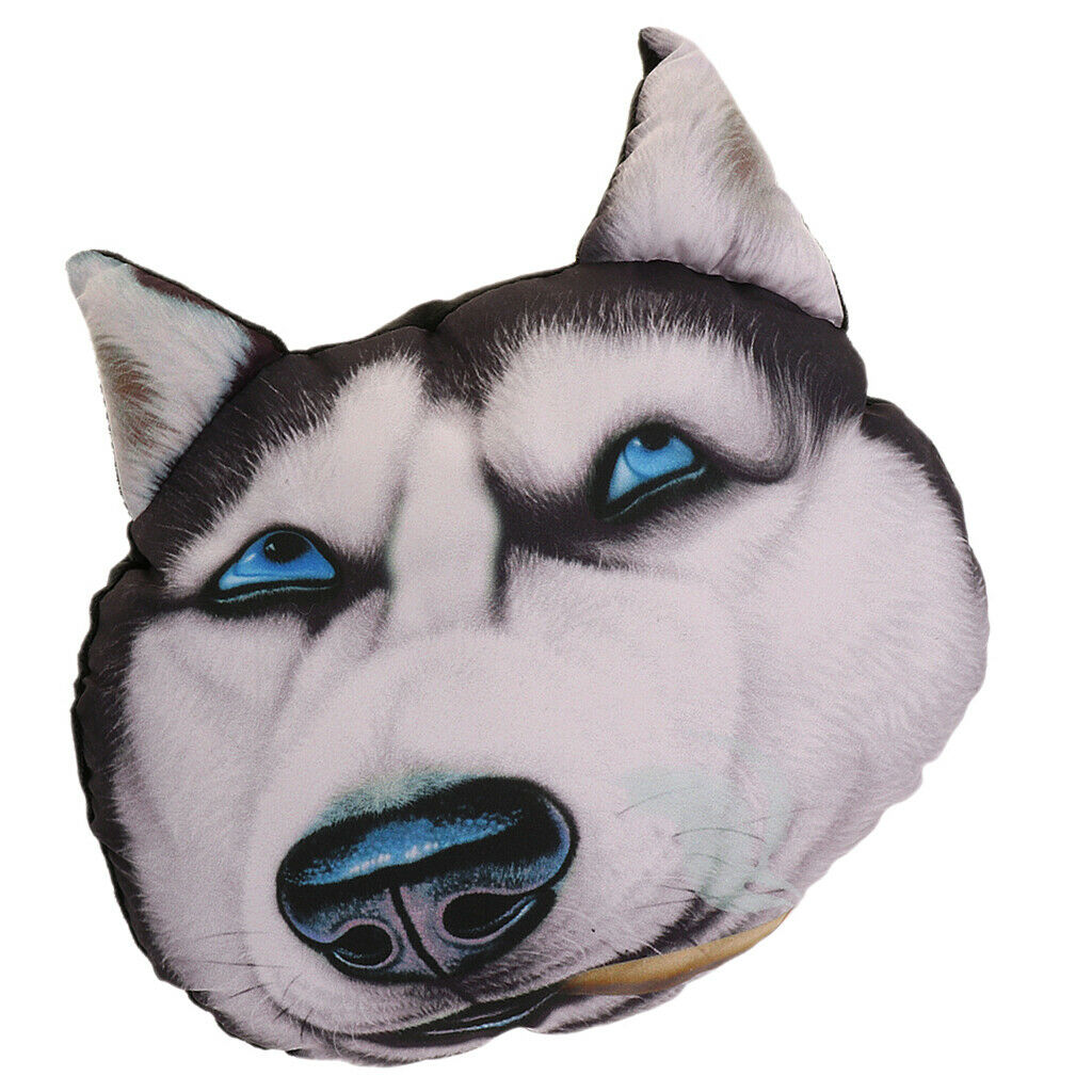 Car Seat Neck Pillow Cartoon Animal Pillow with Charcoal Bag Huskies