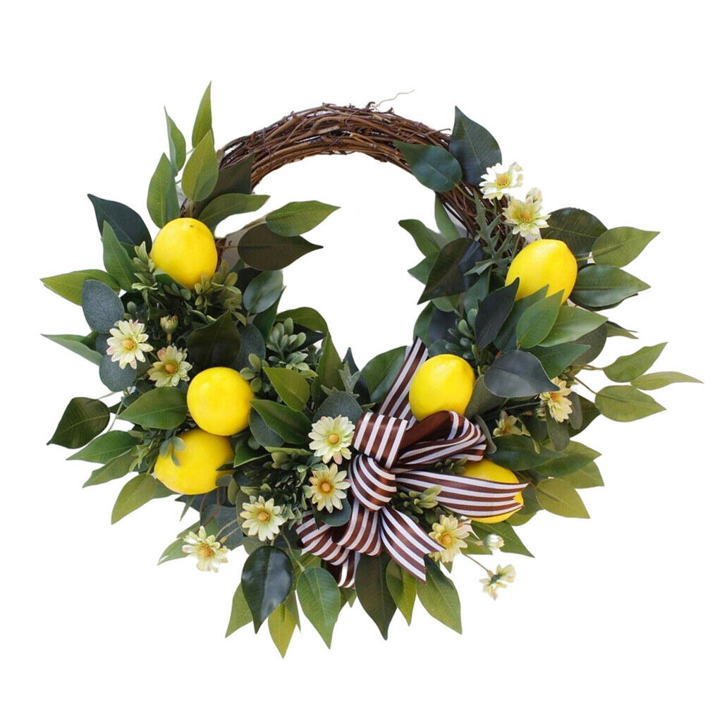 Front Door Wreath 19.69 Inch Artificial Lemon Wreath for Farmhouse Decor