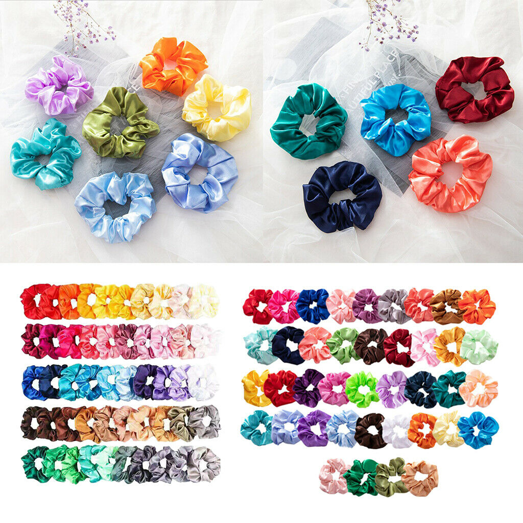 40Pack Hair Scrunchies Silk Satin Scrunchy Bobbles Elastic Hair Bands Holder