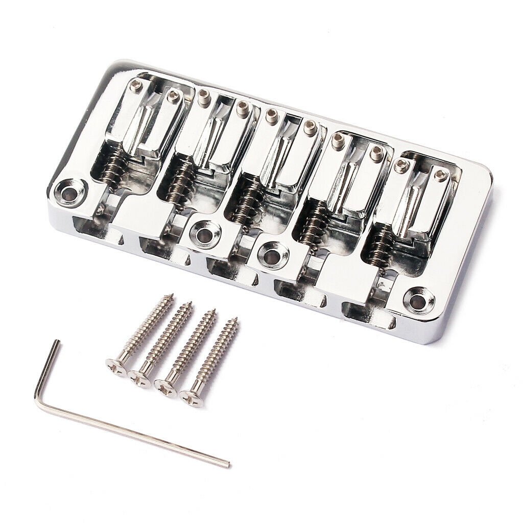 Chrome L Shape 5 String Electric Guitar Bass Bridge with Wrench Replacement