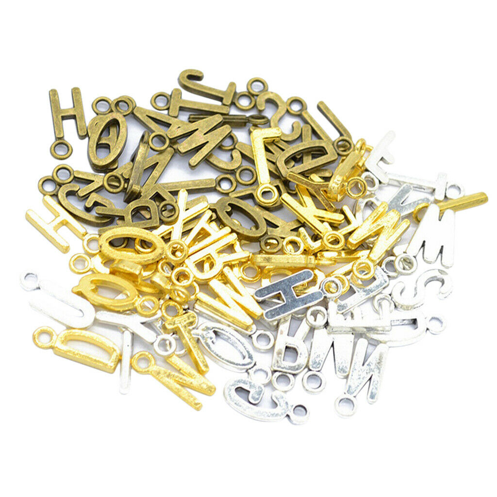 78 Pieces Alloy A-Z Alphabet Letter Charms Necklace Pendant