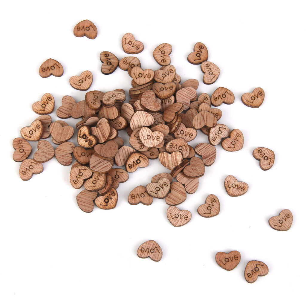 100pcs natural wood heart embellishments 12x2mm scrapbooking