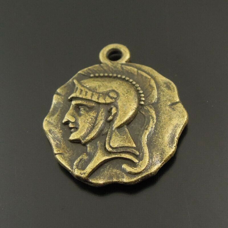16 pcs Antiqued Bronze Soldier Portrait Charm Alloy Pendant Jewelry Craft 20*2mm