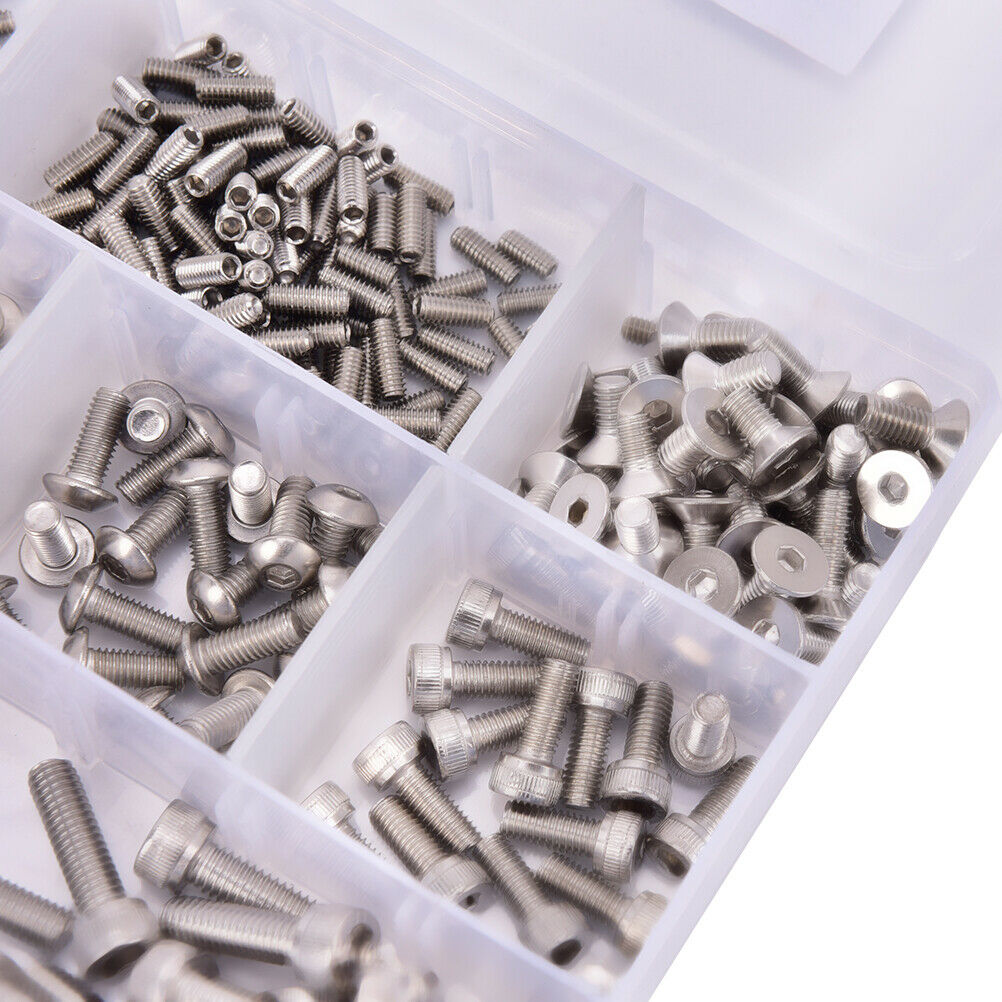 370PCS M4 M5 M6 Bolts For Bikes Stainless Steel Assorted Socket Screw Nut Se XC