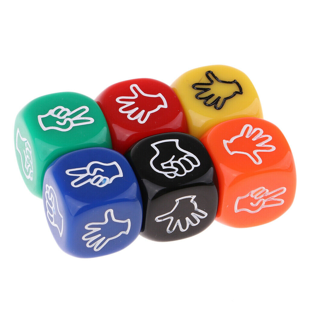 16Pcs Six Side Dices D6 Stone Paper Scissors Dice for Kids Math Teaching