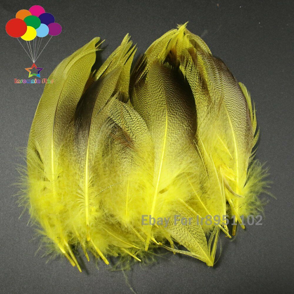 100 pcs Wholesale Yellow Duck Feathers Real Dyed Feather Duck Flank Decoration