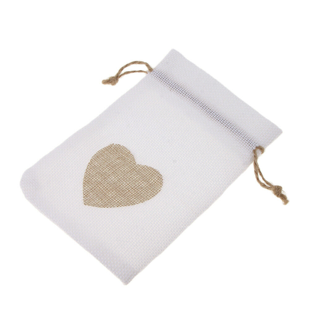 30 Pieces Natural Linen Handle Bags Drawstring Hessian Burlap Package Gift Bags