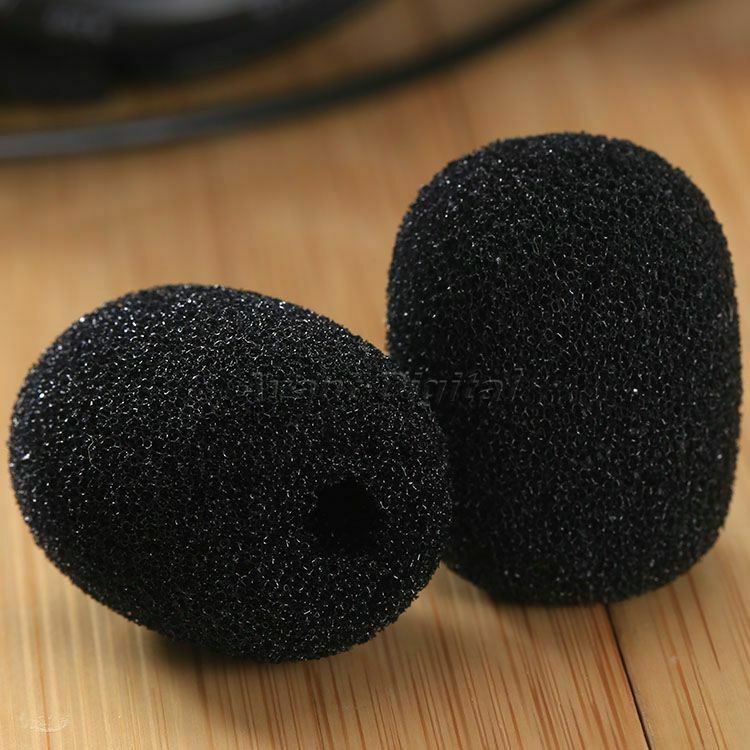 25x6mm Black Mini Microphone Headset Windscreen Foam Headphone Mic Cover Caps
