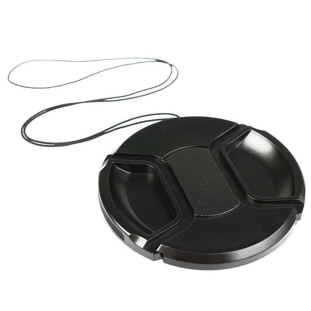 52mm Front Lens Cap Center Snap Lens Caps-Replacement Black For DSLR Camera - US
