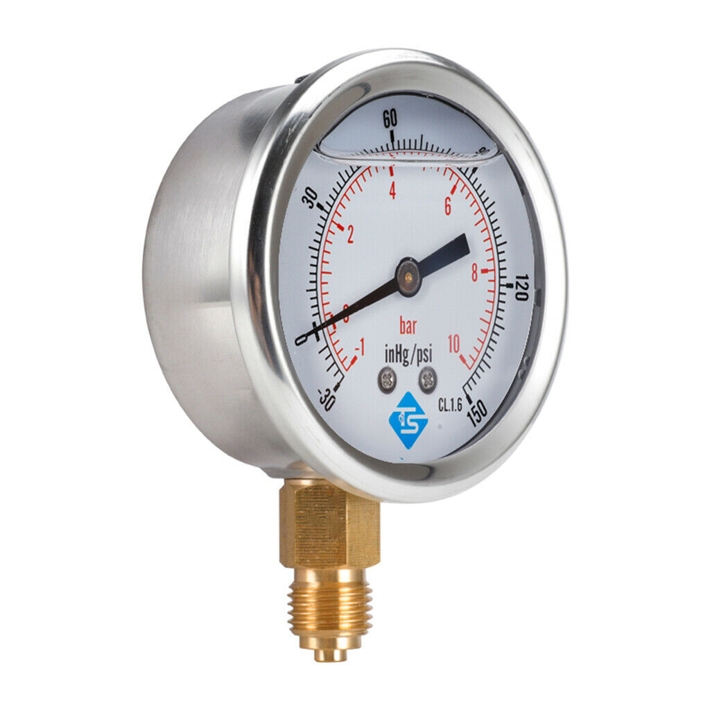 Vacuum Gauge S/Steel Case , -1-2bar,-30-30hg/psi , -1-7bar,-30-100hg/psi F