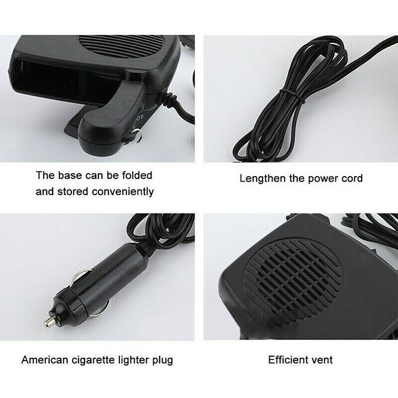Plug In 360Â° Portable Ceramic Car Heater 12V/24V DC Vehicle Heating Cooling Fan