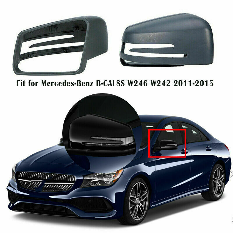 Matte Black Pair Side Mirror Cover for Mercedes Benz W204 C250 C300 C350 2010-14