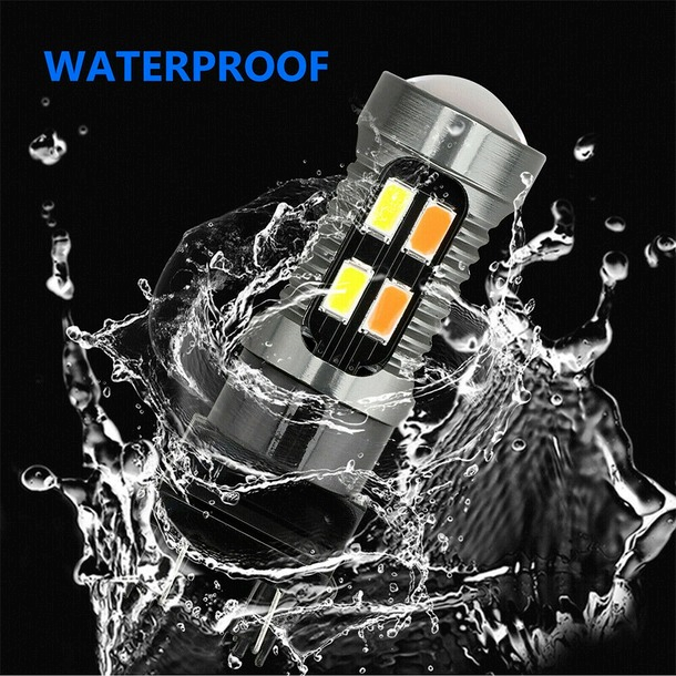 Error Free White/Amber 3157 LED DRL Switchback Turn Signal Parking Light Bulbs