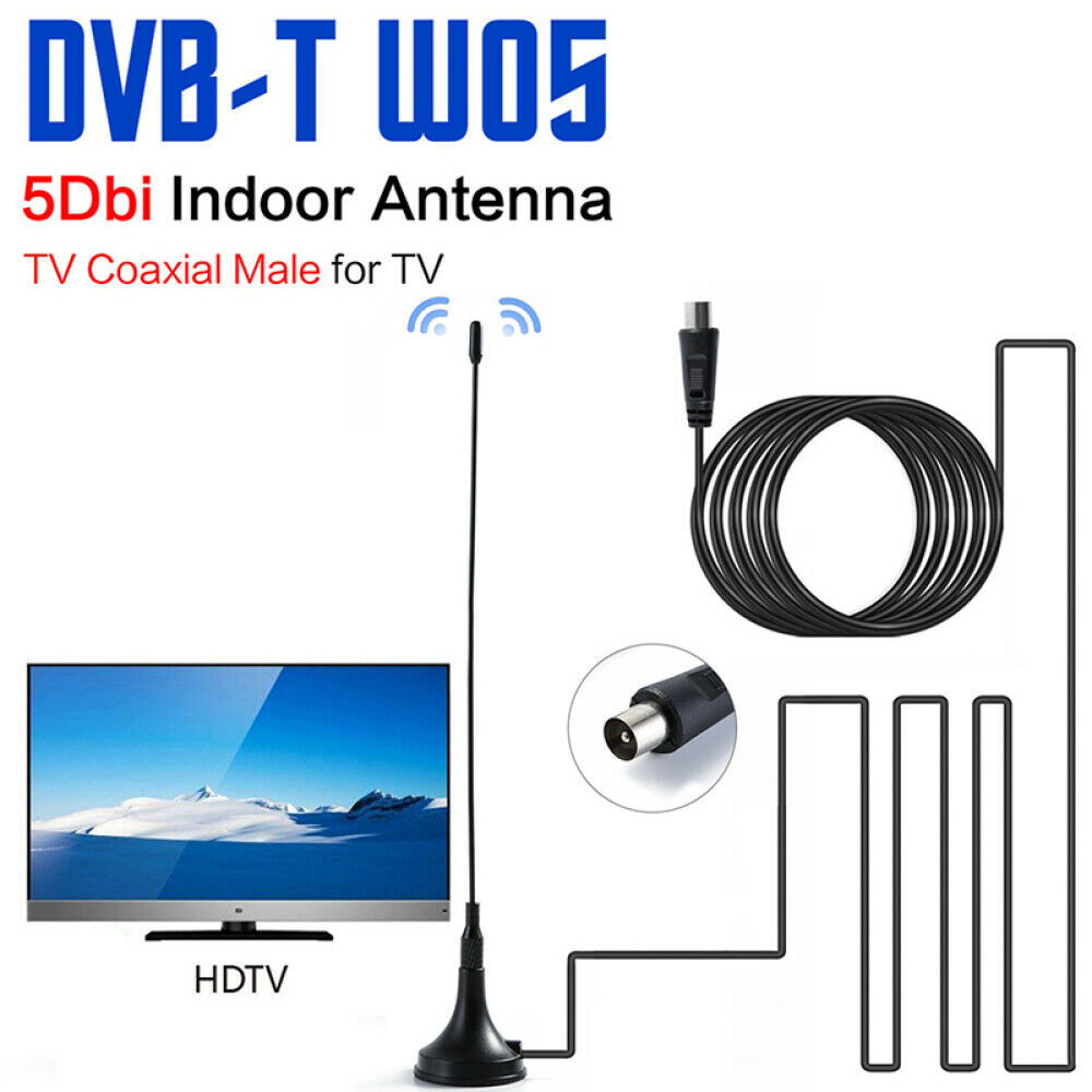 Portable Stick TV Antenna Indoor Outdoor Digital HD Freeview Aerial 5dBi 50 Mile