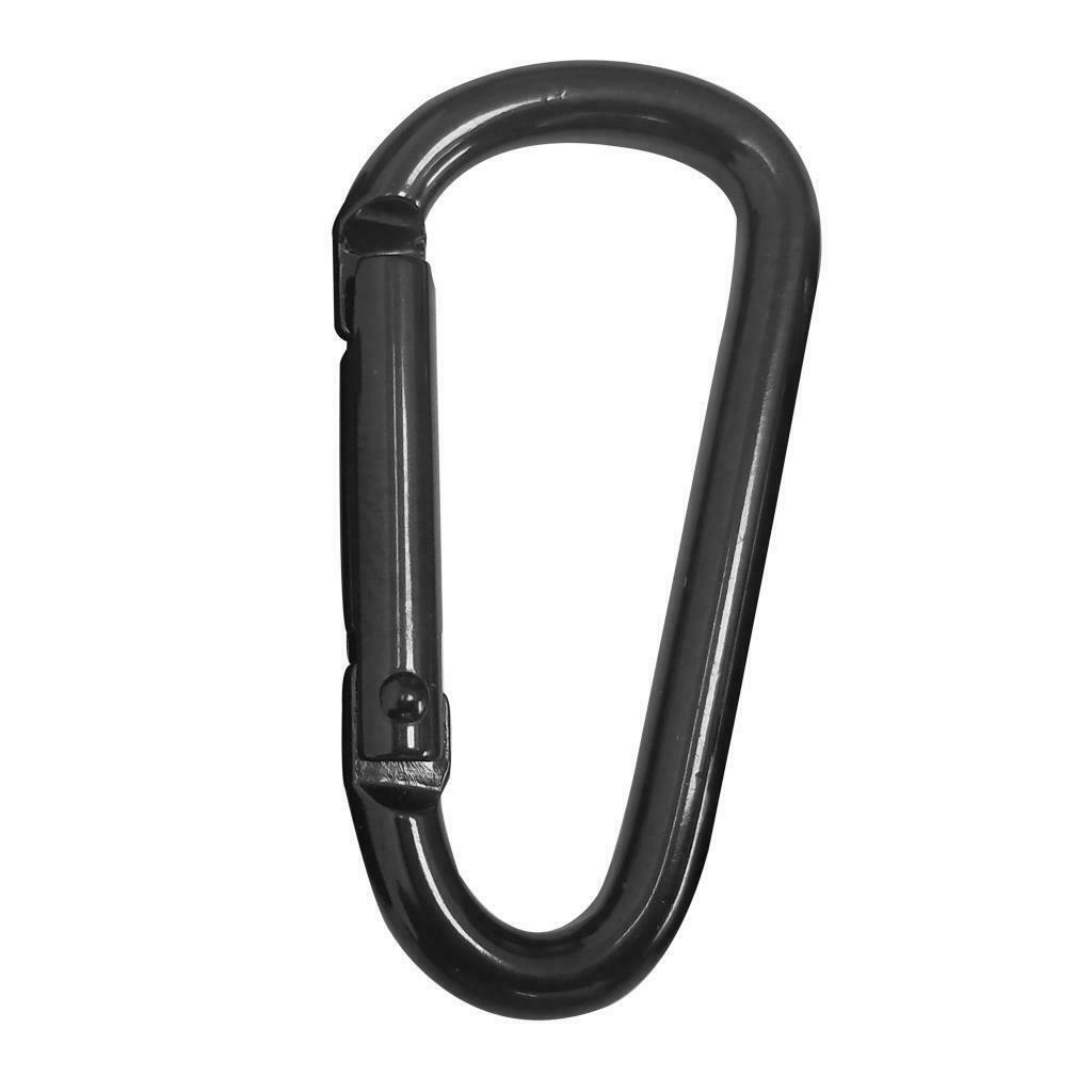 2Pack Black Clip Hook Small Keyring Camping Sports Caribiner Carabiner