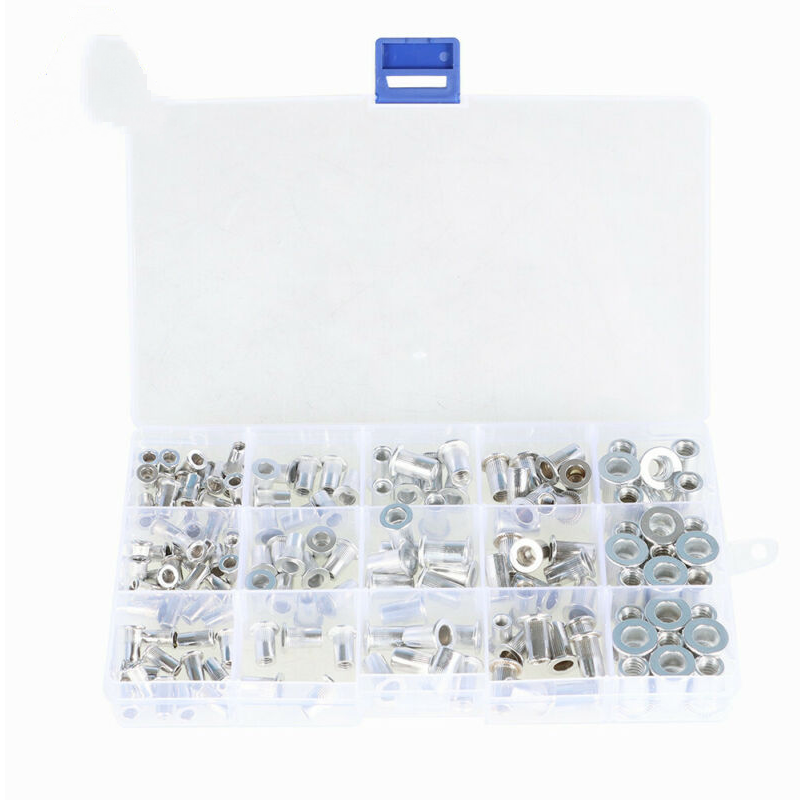 150Pcs Aluminum Flat Head Vertical Grain Rivet Nut Blind Rivet Nut Blind Rivet