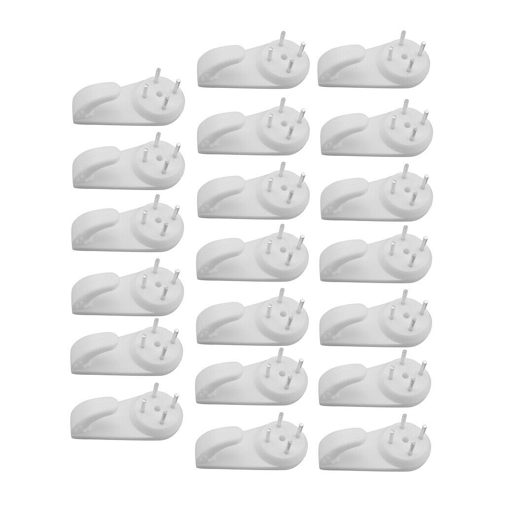 20pcs Hard Mural Hooks White Picture Hooks Concrete & Brick 4.1x2cm