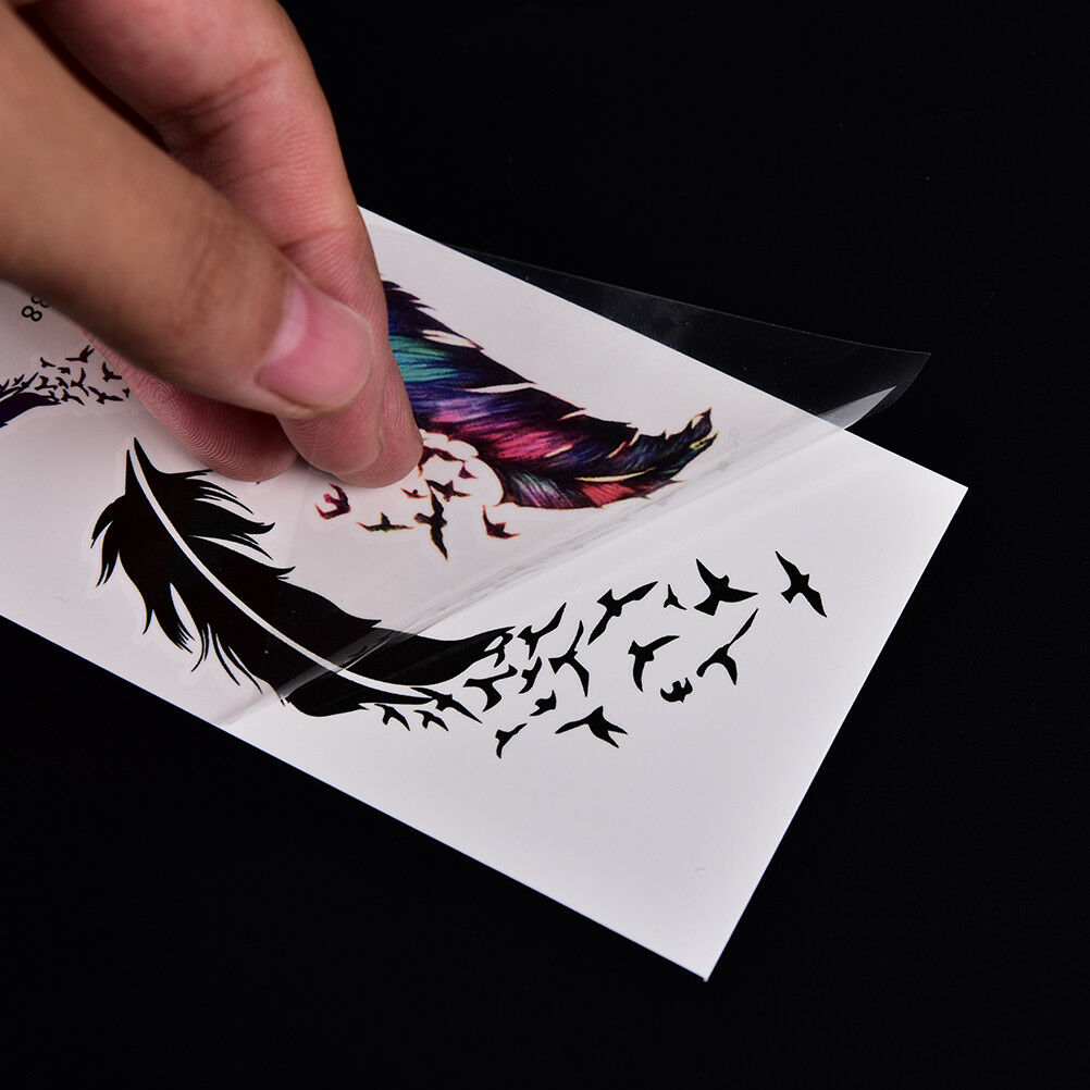 Large Feather Pattern Removable Waterproof Temporary Tattoo Body Arts StickeBDA