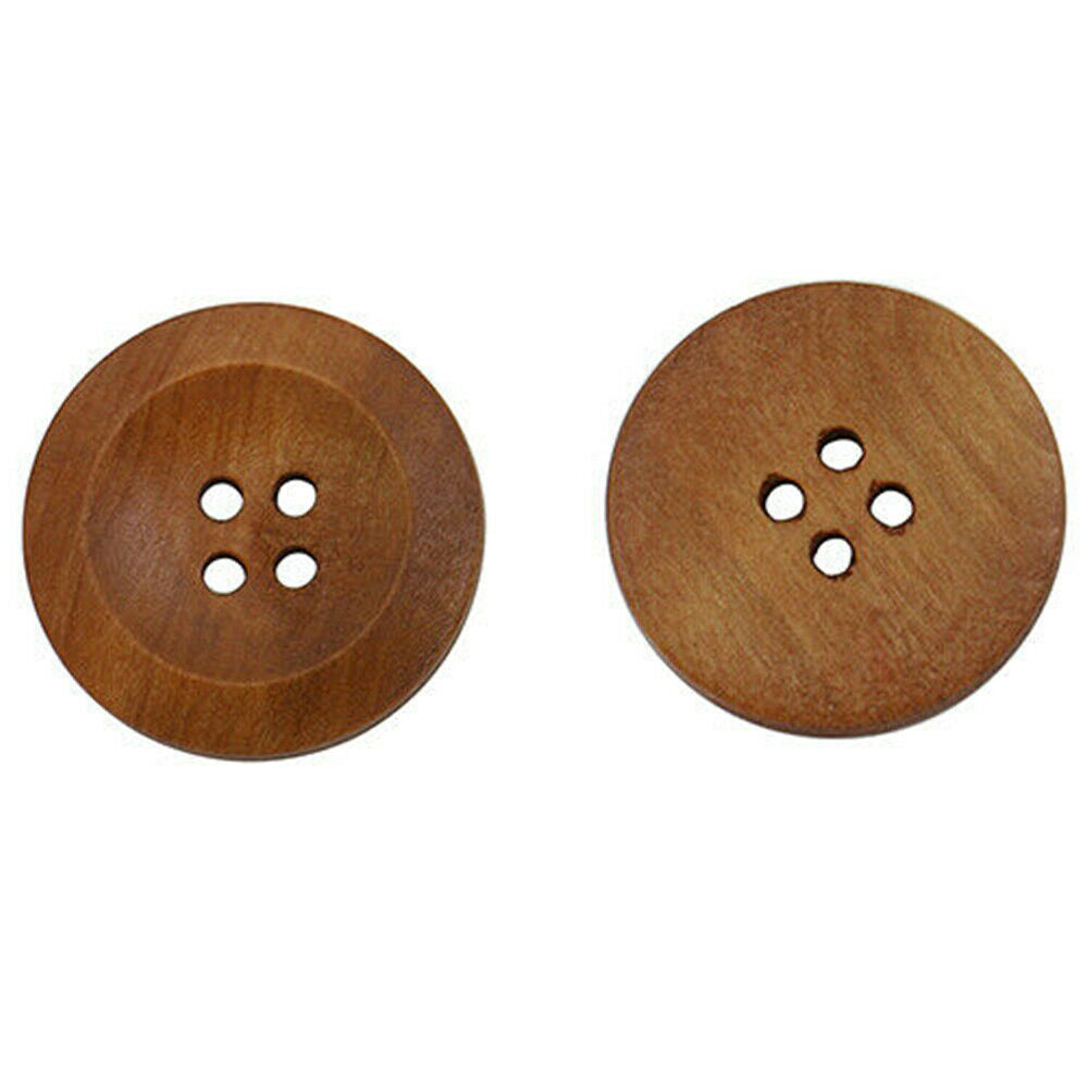 50pcs 25mm Wooden 4 Holes Round Wood Sewing Buttons DIY Crafts Scrapbooking AU