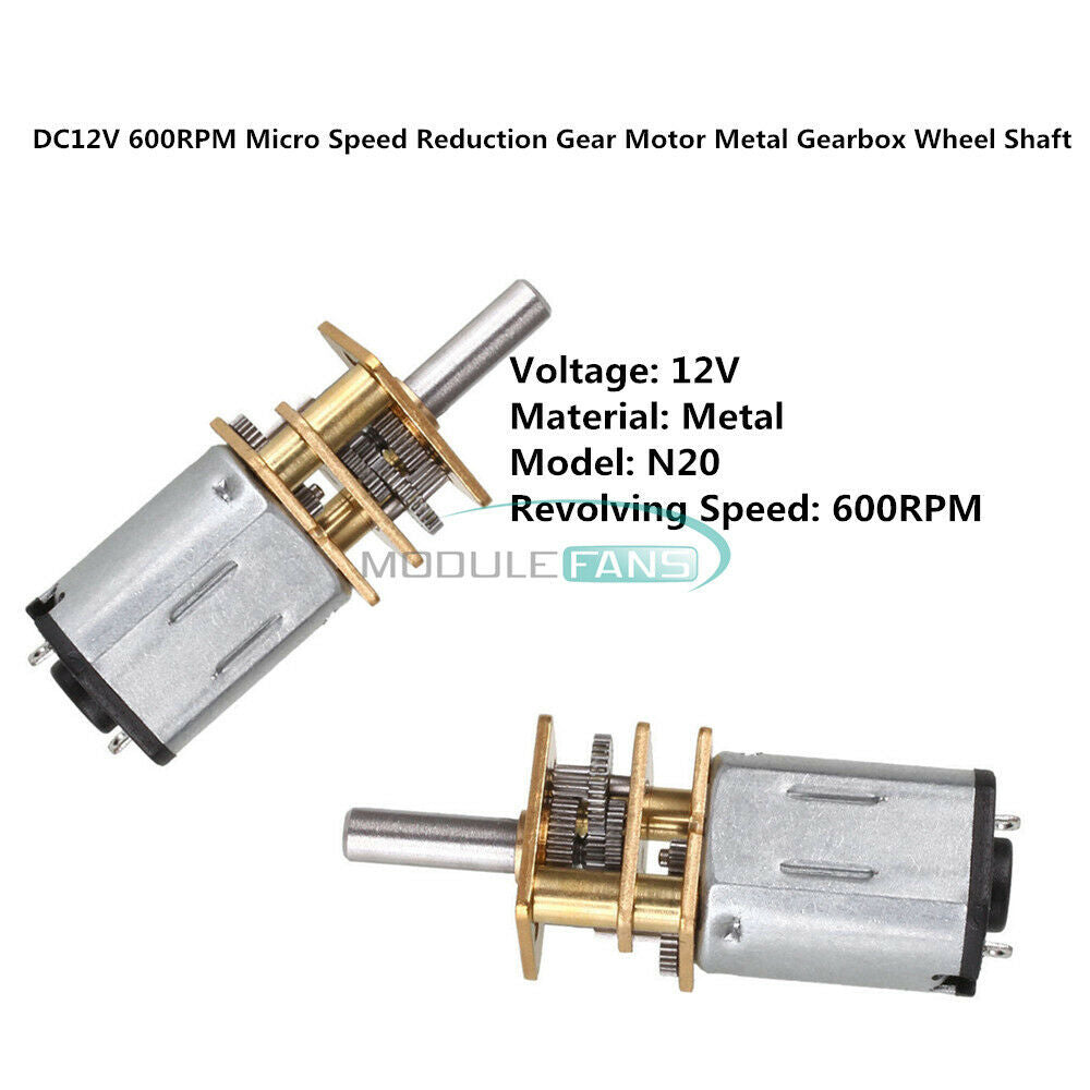 Micro Speed Reduction Gear Motor DC12V 600RPM Metal Gearbox Wheel Shaft