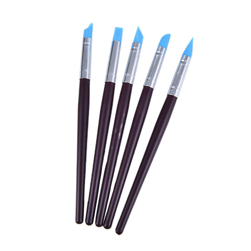 5PCS/set Wood Handle Silicone Rubber Clay Modelling Pottery Tools For DIY.l8