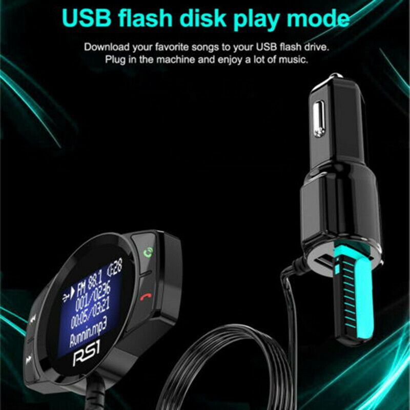 RS1 Handsfree Wireless Car Kit LCD FM Transmitter MP3 Radio Player USB Charger