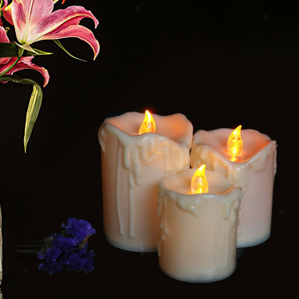 3pcs LED Candle Battery Operated Taper Candles Wax Candle for Party Dinner