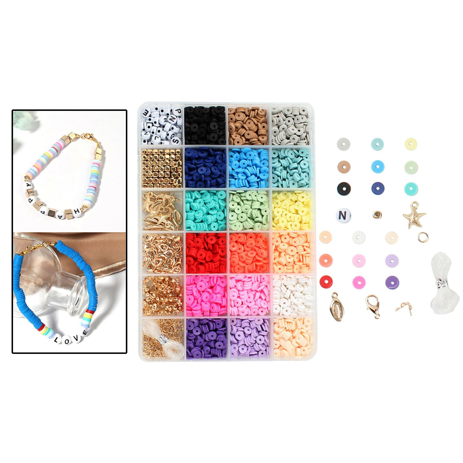 1Box 6mm Round Polymer Clay Beads DIY Bracelets Jewelry Making Finding