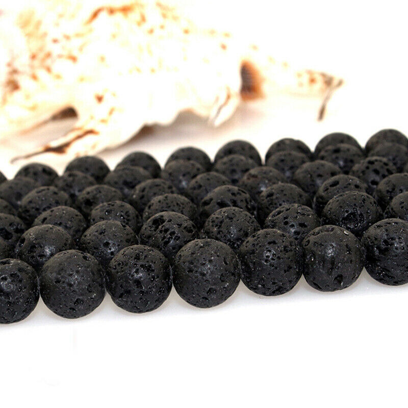 Natural Black Volcanic Lava Stone Loose Spacer Bead For Jewelry Making DI.l8