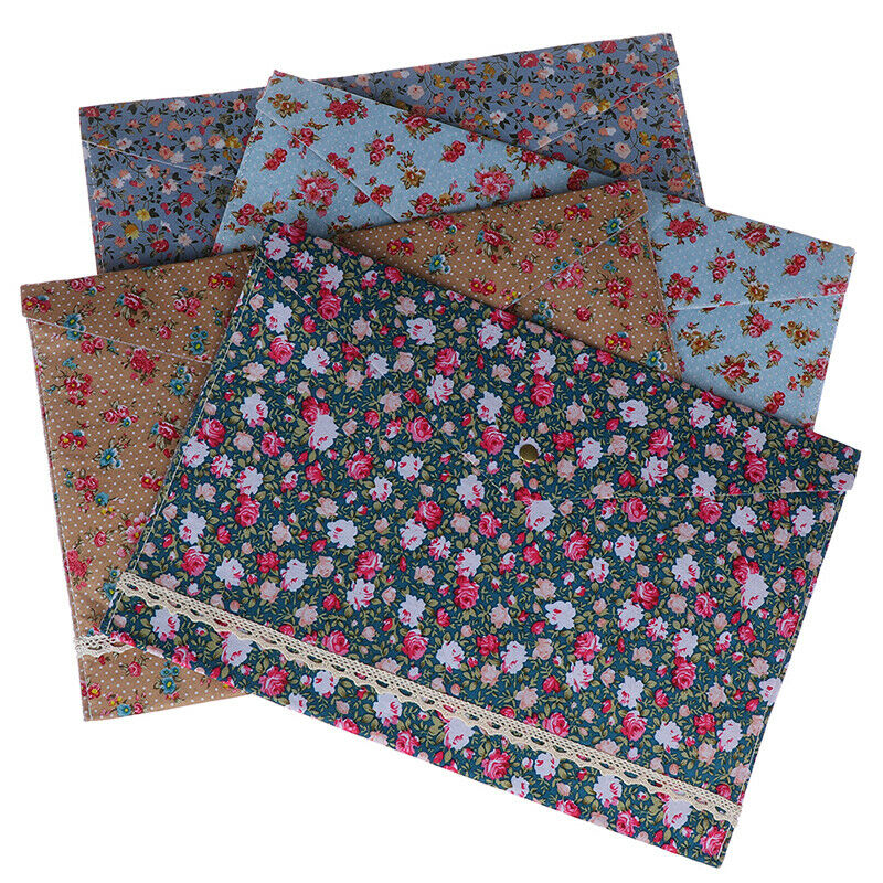 Floral A4 File Folder Document Bag Pouch Brief Case Office Book Holder Or.l8