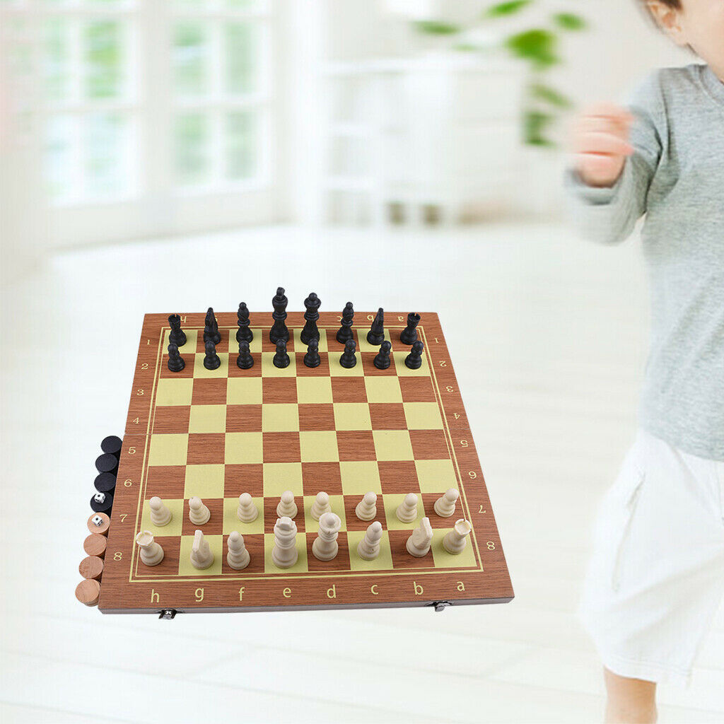 15x15 Inch Folding Wooden Chess Set Board Game