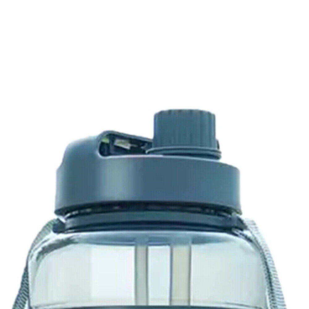 3L Sport Water Bottle Carrying Loop Gym Large Capacity Bottle Dual Straw Gray