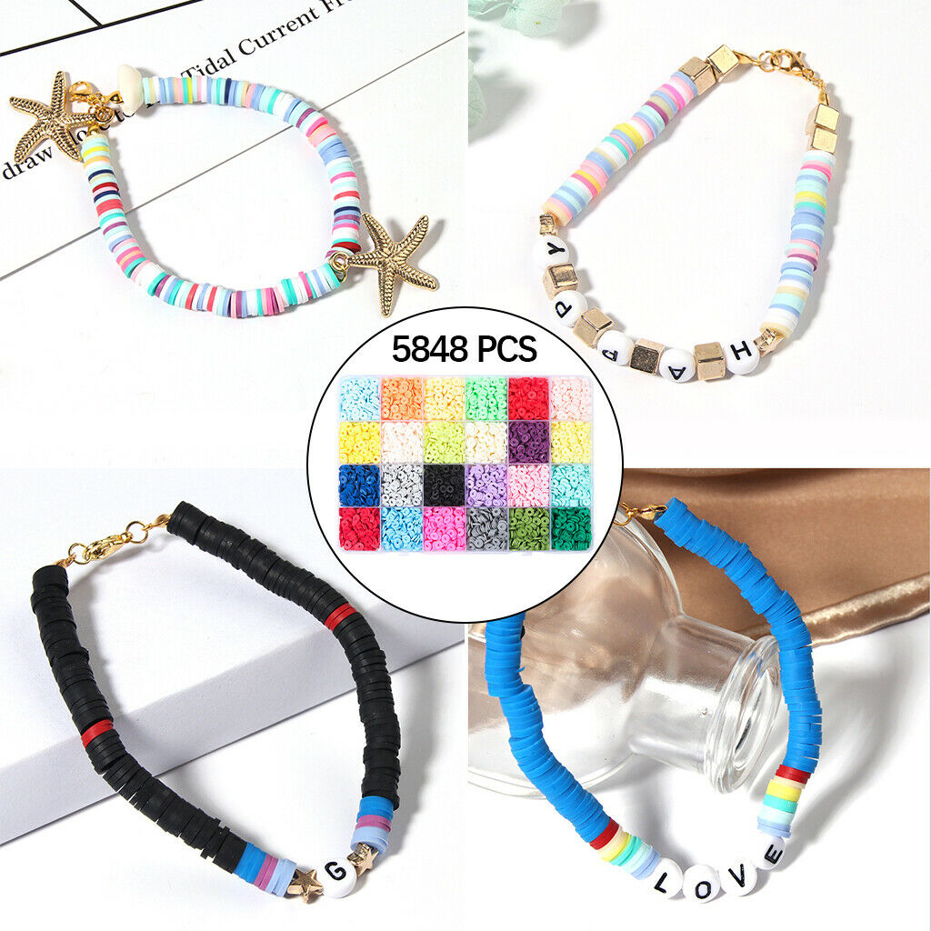 Clay Heishi Beads Flat Round Polymer Clay Disc Beads Handmade 24 Colors 6mm