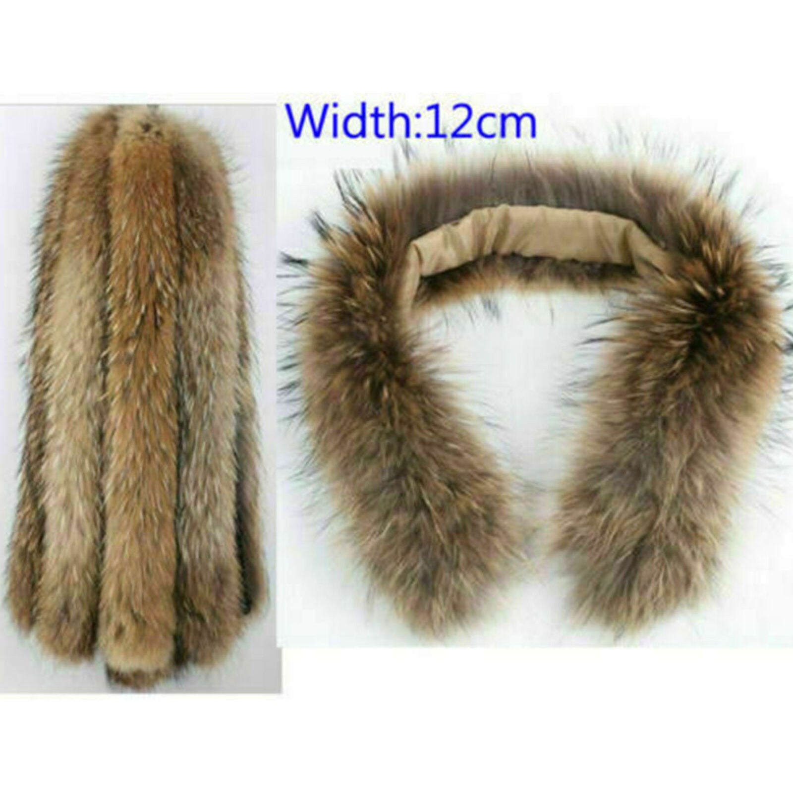 70cm Raccoon Fur Collar Trim Scarf Women Man Jacket Hooded Fur Trim
