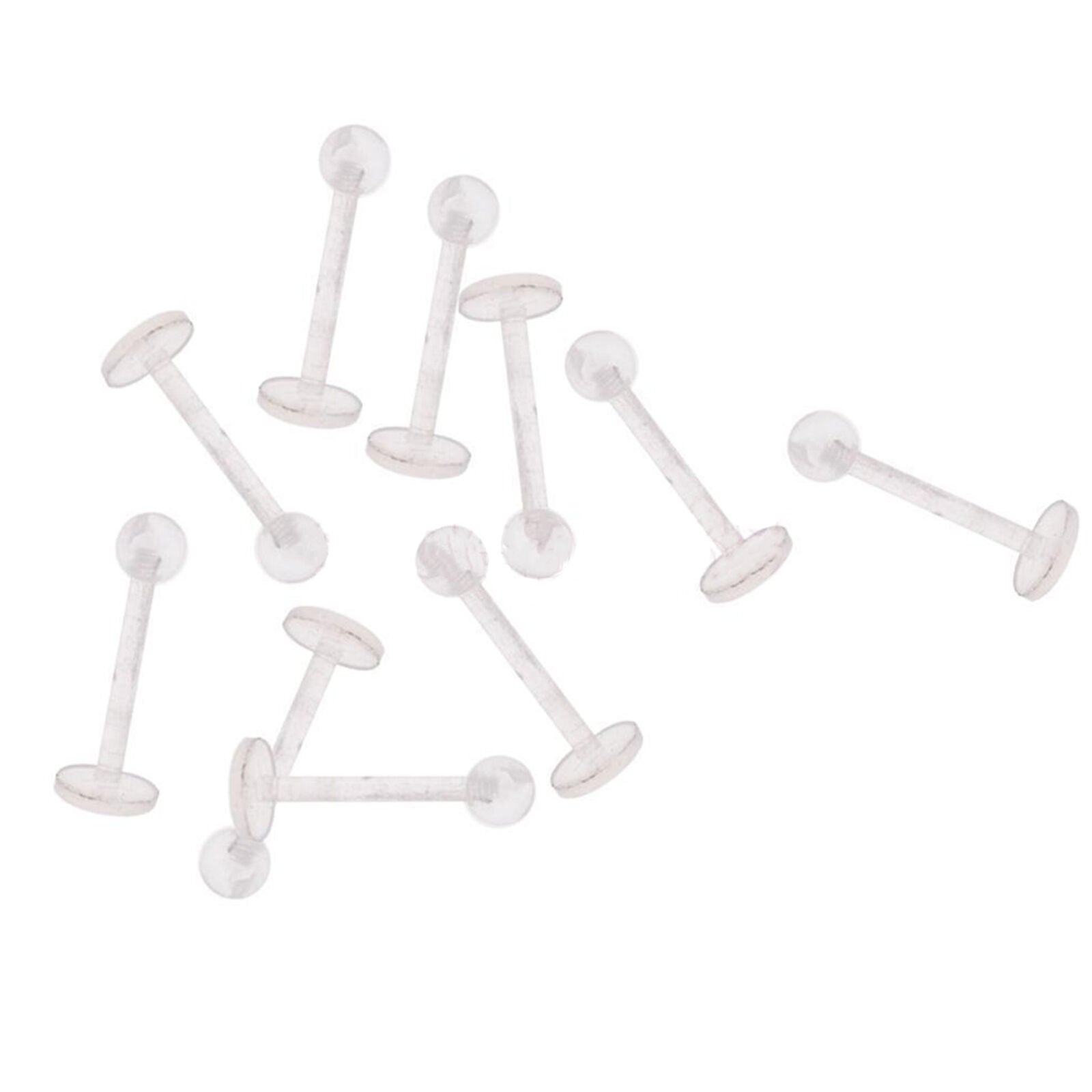 10pcs Clear Tongue Rings Tongue Retainers Body Jewelry Piercing No Metal