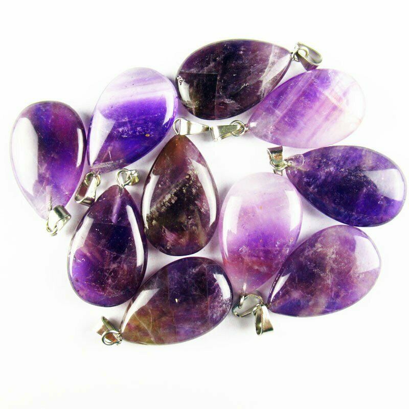 10pcs 27x16x6mm Natural Brazil Amethyst Teardrop 37g Pendant Bead A-140SK
