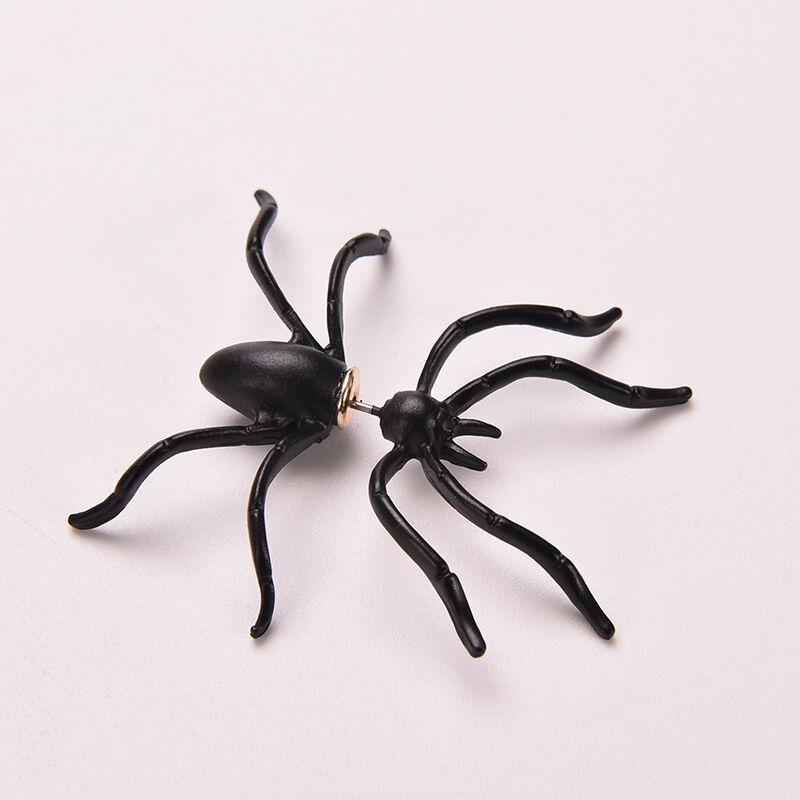 New Retro Women Earings Black Spider Earrings Chic Two Parts Ear Stu.l8