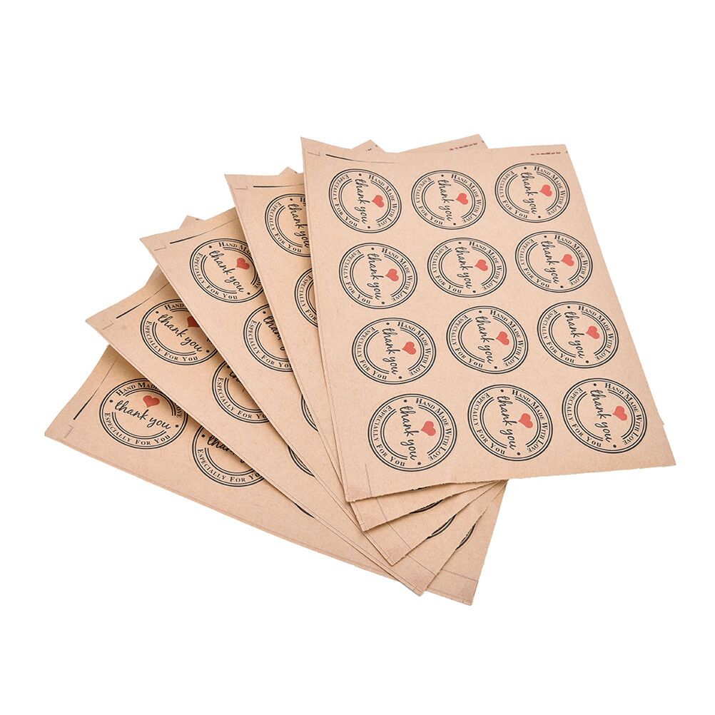 60x Thank You Self-adhesive Stickers Kraft Label Stickers Gifts Labels Pap.l8