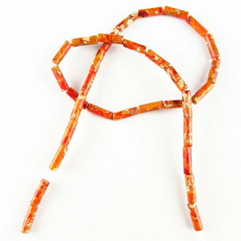 Orange Manmade Sea Sediment Jasper Column Loose Bead 15.5 inch 13x4mm 558DHS