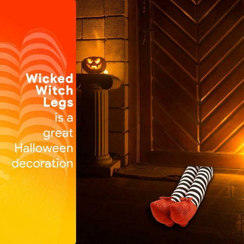 Halloween Witch Striped Prosthetic Legs Garden Scary Decorations Ghost Orname FT