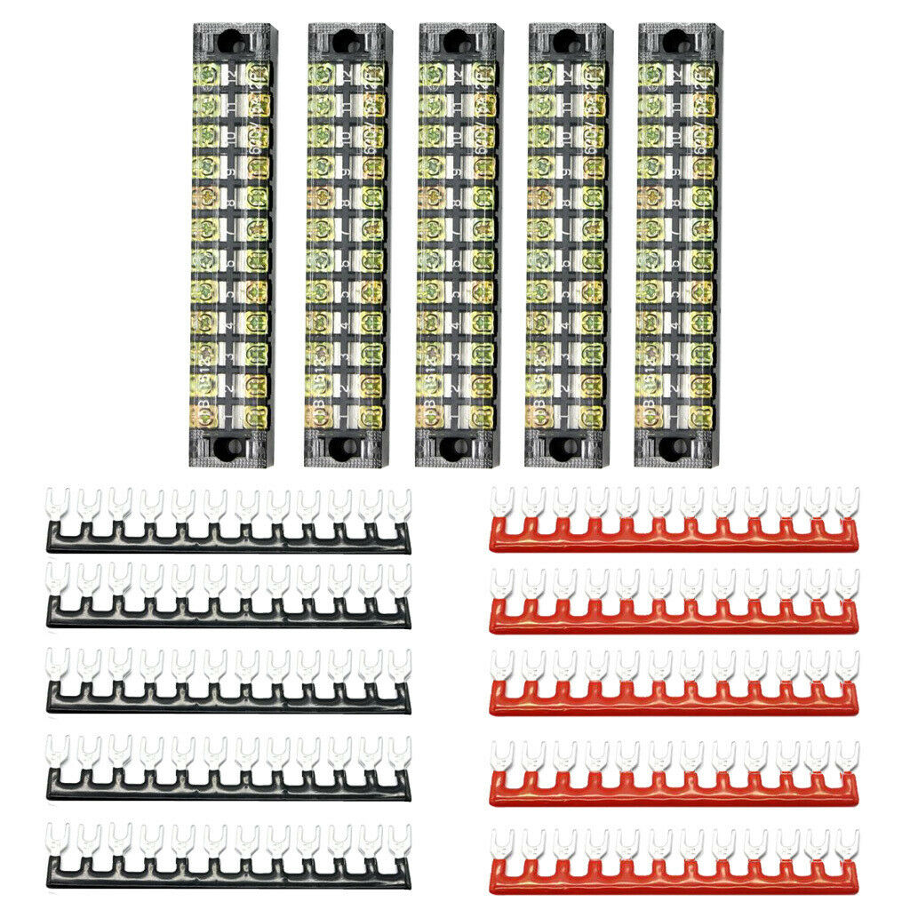 12 positions covered in two rows screw terminal block 600V 15AMP +