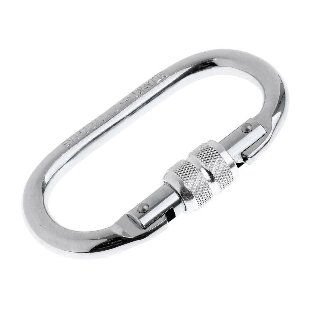 2x 25KN Oval Screw Locking Carabiner For Rock Climbing Rappelling Anchoring